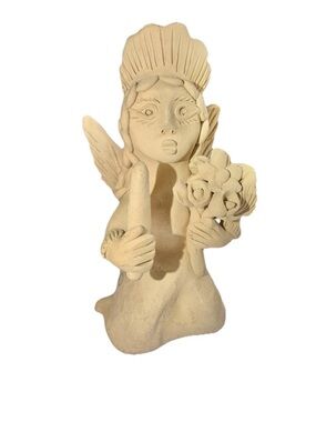 Signed Luis Blanco Oaxacan Angel Candle Holder - Atzompa Folk Art 4.75"